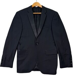 Jos A Bank 1905 Mens 38S Slim Fit Black Wool Blend Tuxedo Blazer Jacket Satin